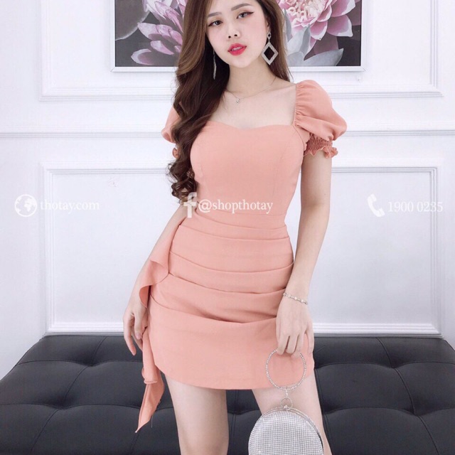 đầm body xếp ly