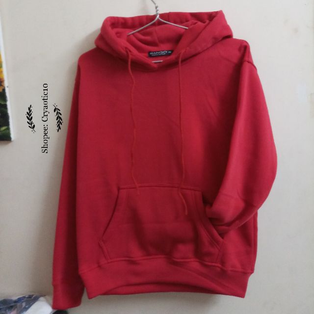 [Kèm hình thật] Hoodie nỉ dày đỏ tươi red basic hoodie unisex