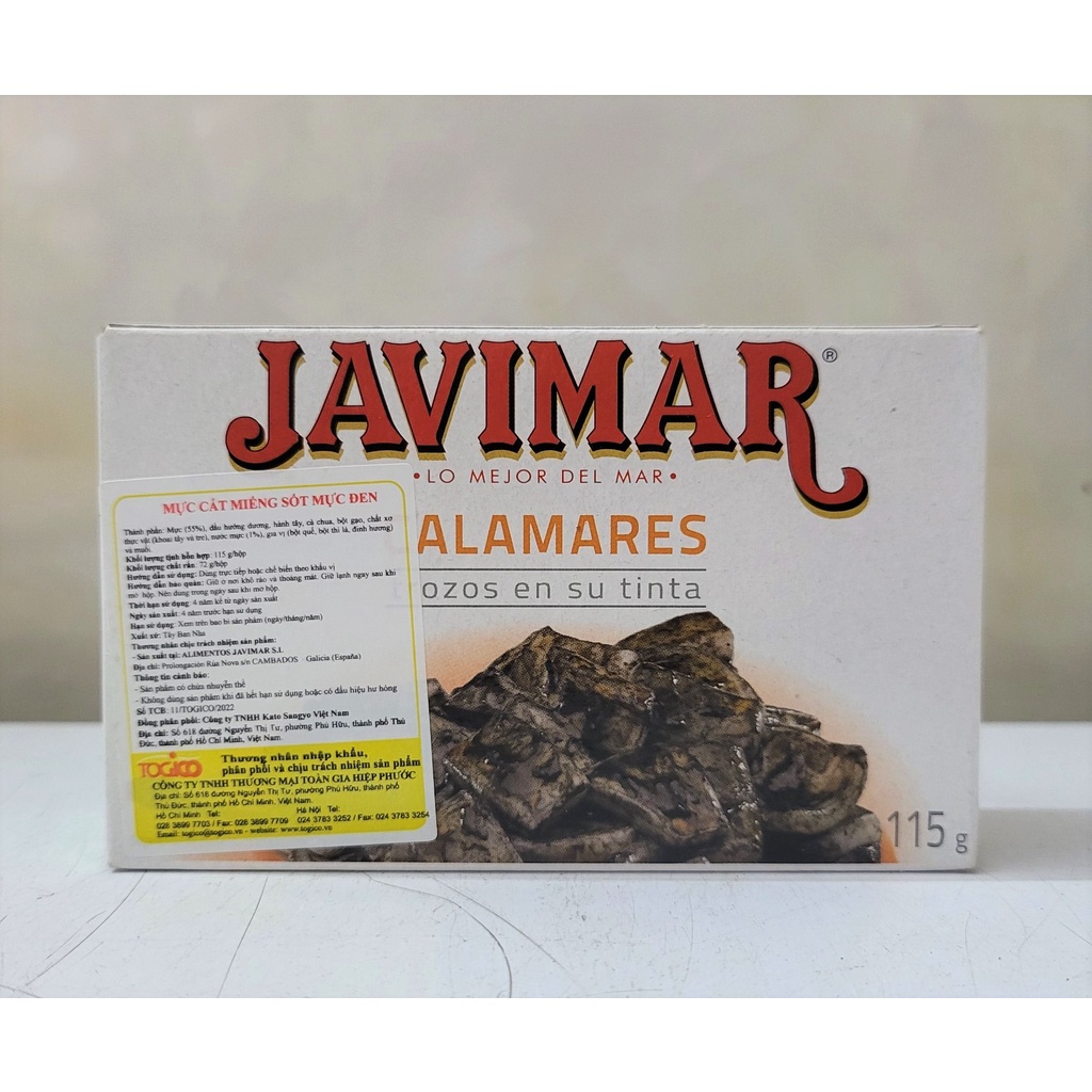 [Hộp 115g] MỰC CẮT MIẾNG XỐT MỰC ĐEN [Spain] JAVIMAR Squid Sliced With Squid Ink Sauce (tgc)