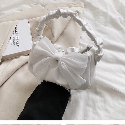 Túi xách nữ thời trang xách tay đeo chéo đính nơ quai nhún hàng Quảng Châu cao cấp Bagami