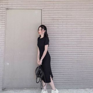 Đầm váy body thun gân trơn
