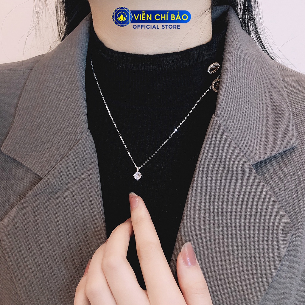 Dây chuyền bạc nữ đính đá nhỏ nữ bạc 925 thời trang phụ kiện trang sức nữ Viễn Chí Bảo D400473-