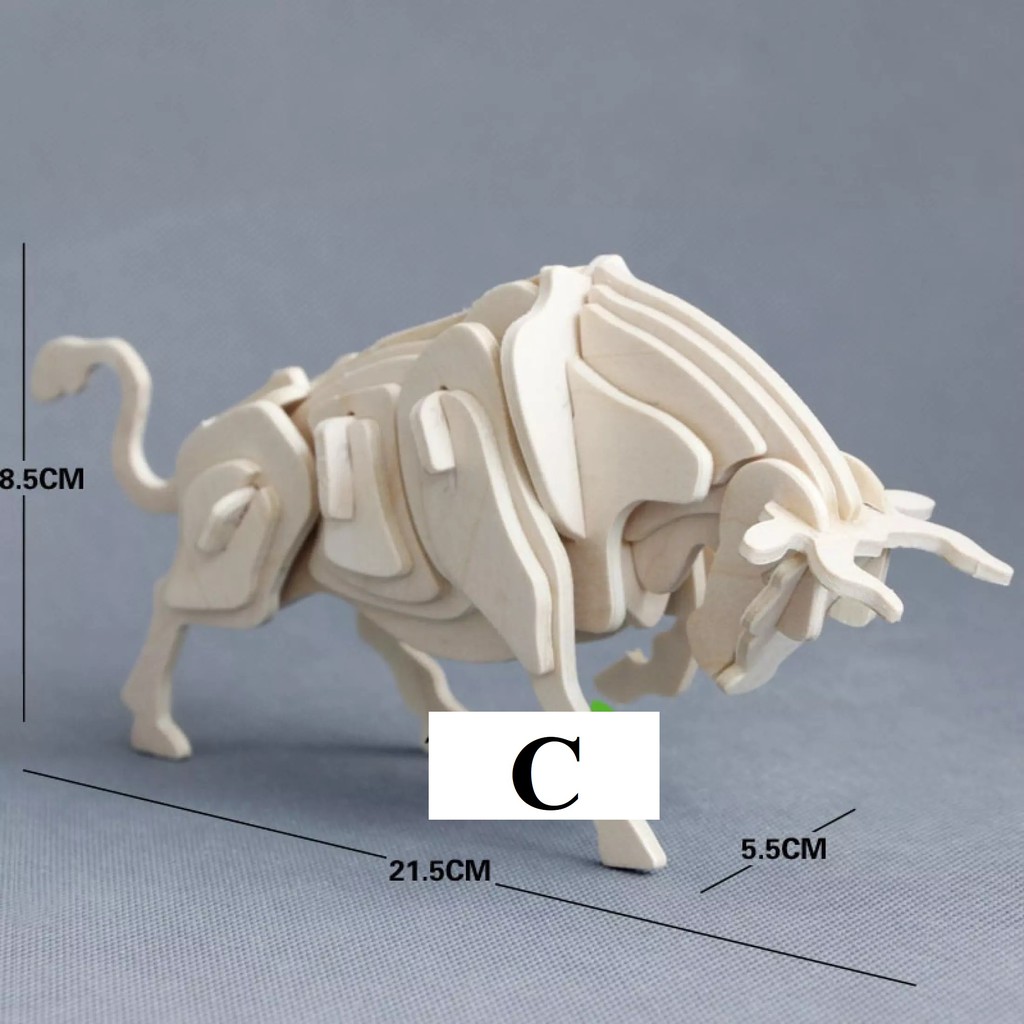 1504 Ghép gỗ 12 con giáp 3D nhiều mẫu Cow Dragon Snake Dog Goat Rabbit Horse Tiger