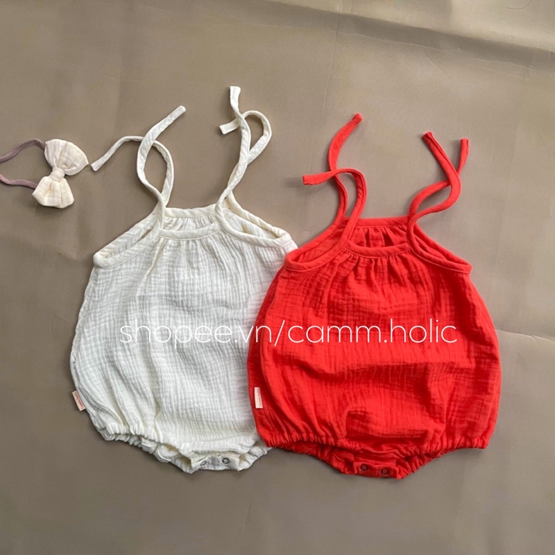 CAMM.HOLIC Romper xô muslin cao cấp màu trơn cho bé trai bé gái Sweet Colors Collections body chip