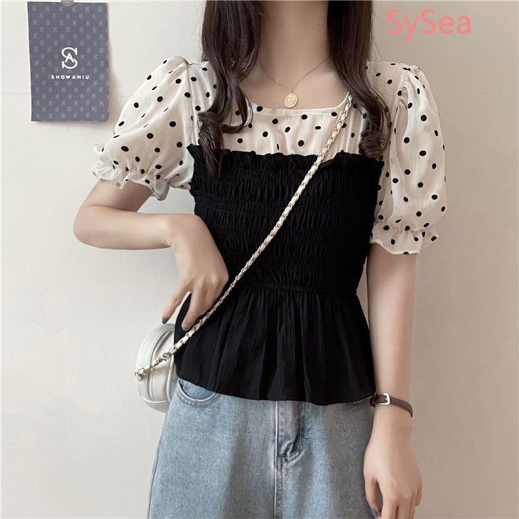 Áo tay ngắn phong cách Hàn Quốc thời trang mùa hè cho nữ