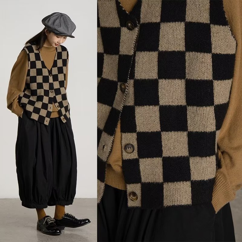 Áo Khoác Dệt Không Tay Oversize Thời Trang Nhật Bản Dành Cho Nam / Size M-3XL