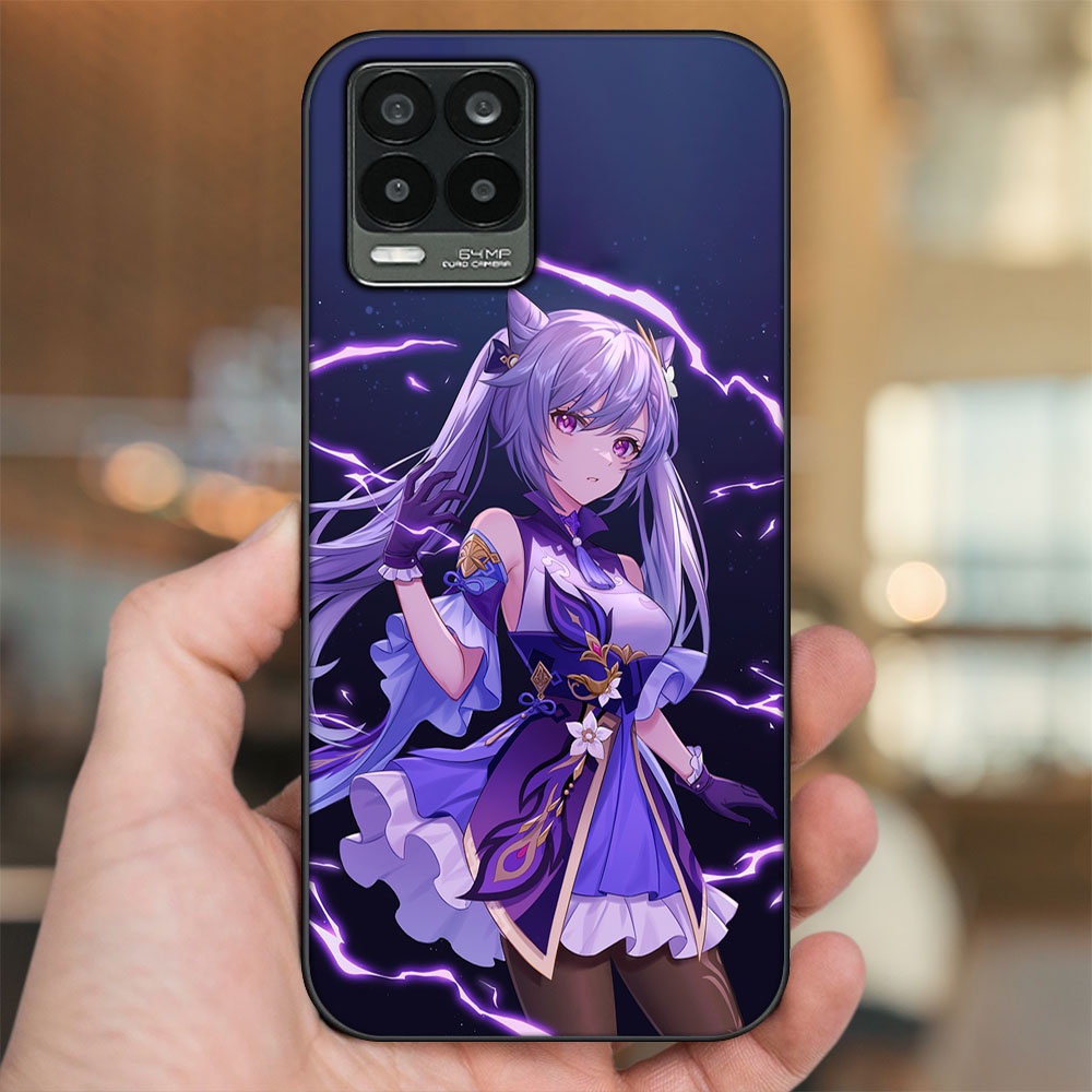 Ốp lưng Realme 8, 8 Pro viền đen in hình Keqing Genshin Impact