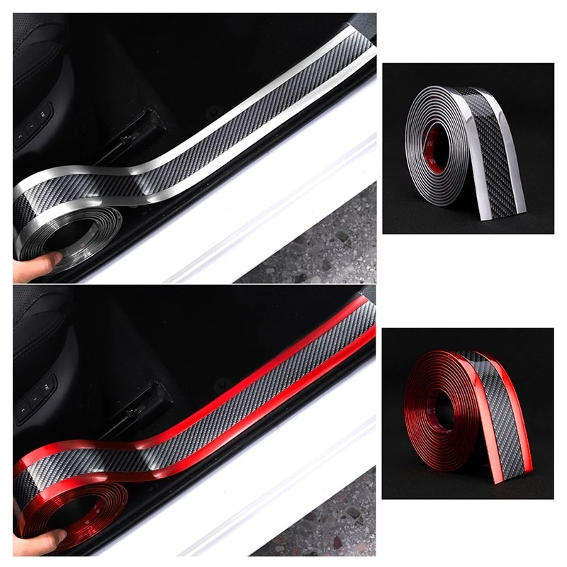 Dây Dán Cao Su Sợi Carbon Chống Trầy Xước Cao Cấp Tự Dán Cho Bệ Cửa Xe Hơi