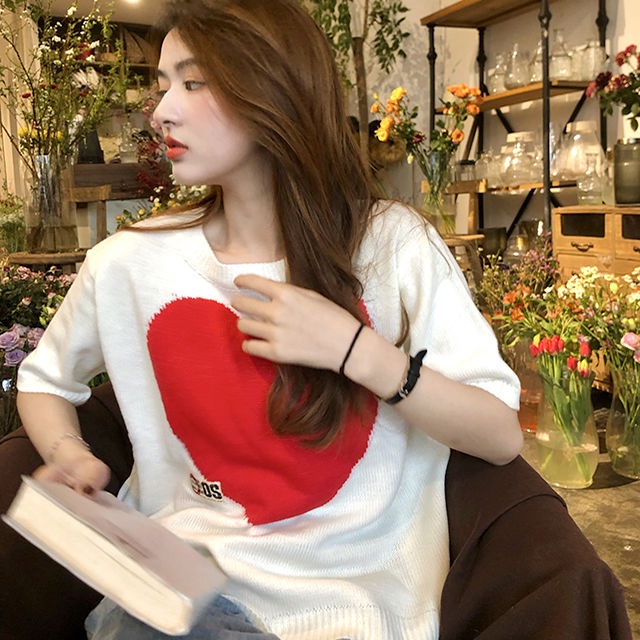 Áo Sweater tay ngắn dáng rộng thiết kế mới thời trang theo phong cách pháp | BigBuy360 - bigbuy360.vn