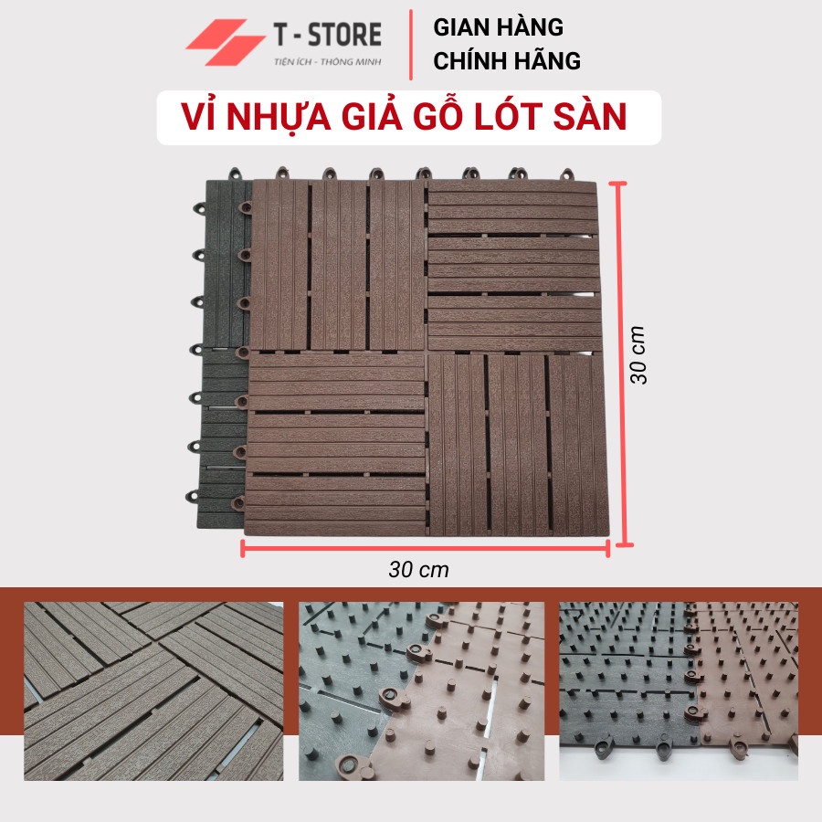 Vỉ Nhựa Lót Sàn 12 Nan 3T-Basic. Tấm Lót Sàn Nhựa Ban Công, Lót Sàn Nhà Tắm, chống nóng sân thượng, trang trí sân vườn