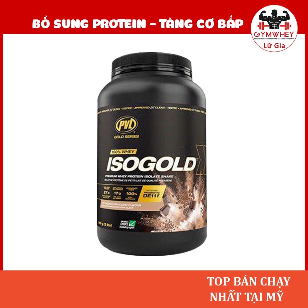 ISO GOLD PVL Cung Cấp 27gr Protein Siêu Tinh khiết Tăng Cơ Bắp Whey Cho Người Tập Thể Hình PVL Iso Gold 2lbs (910gr)
