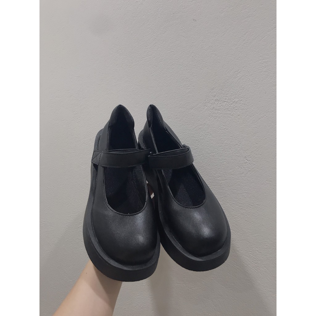 Giày Mary Janes đế bằng quai dán cao 5cm mã K019