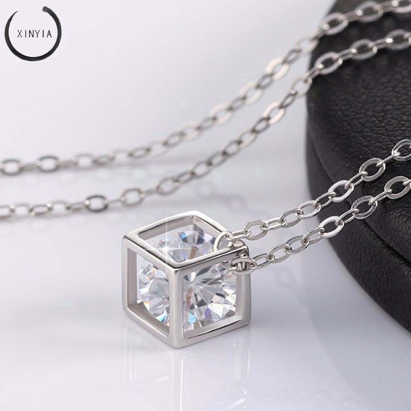 Dây chuyền mặt đính đá zircon thời trang cho nữ