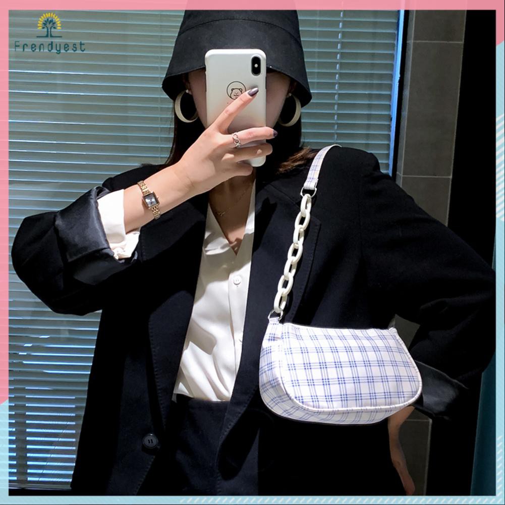 Túi Đeo Vai Bằng Da PU Họa Tiết Caro Có Khóa Kéo Phong Cách Cổ Điển Thời Trang Cho Nữ | BigBuy360 - bigbuy360.vn
