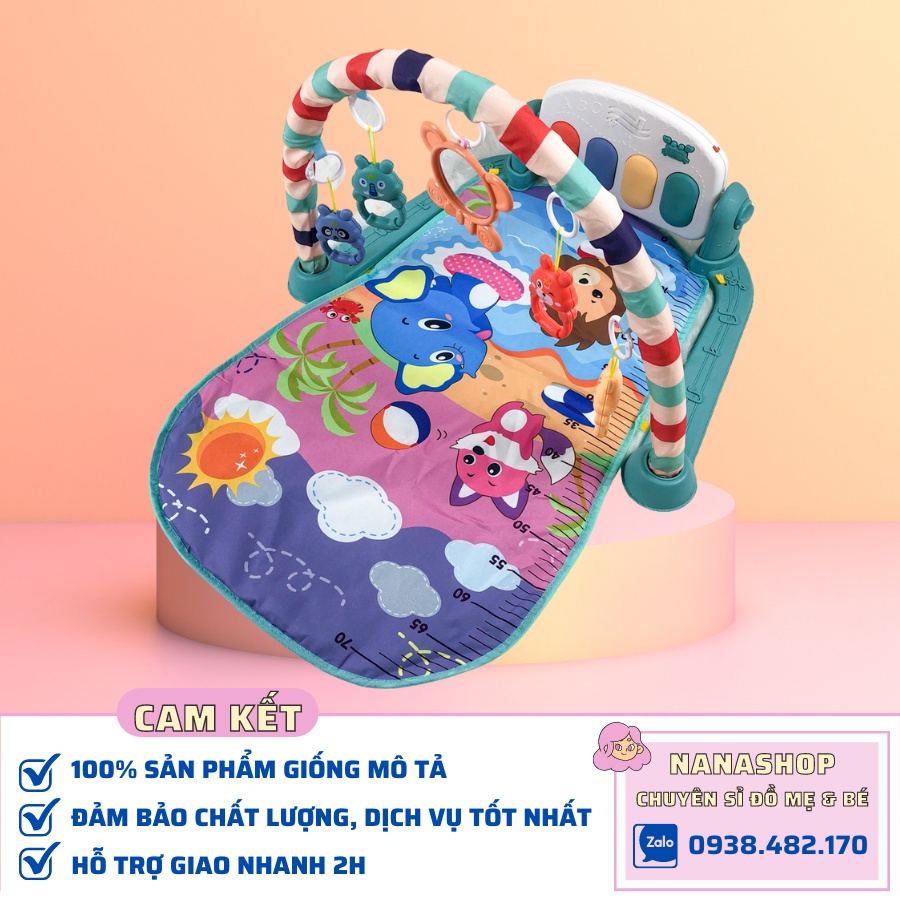 Thảm nằm chơi có nhạc hình thú ngộ nghĩnh cho bé 9BABY mẫu voi xanh