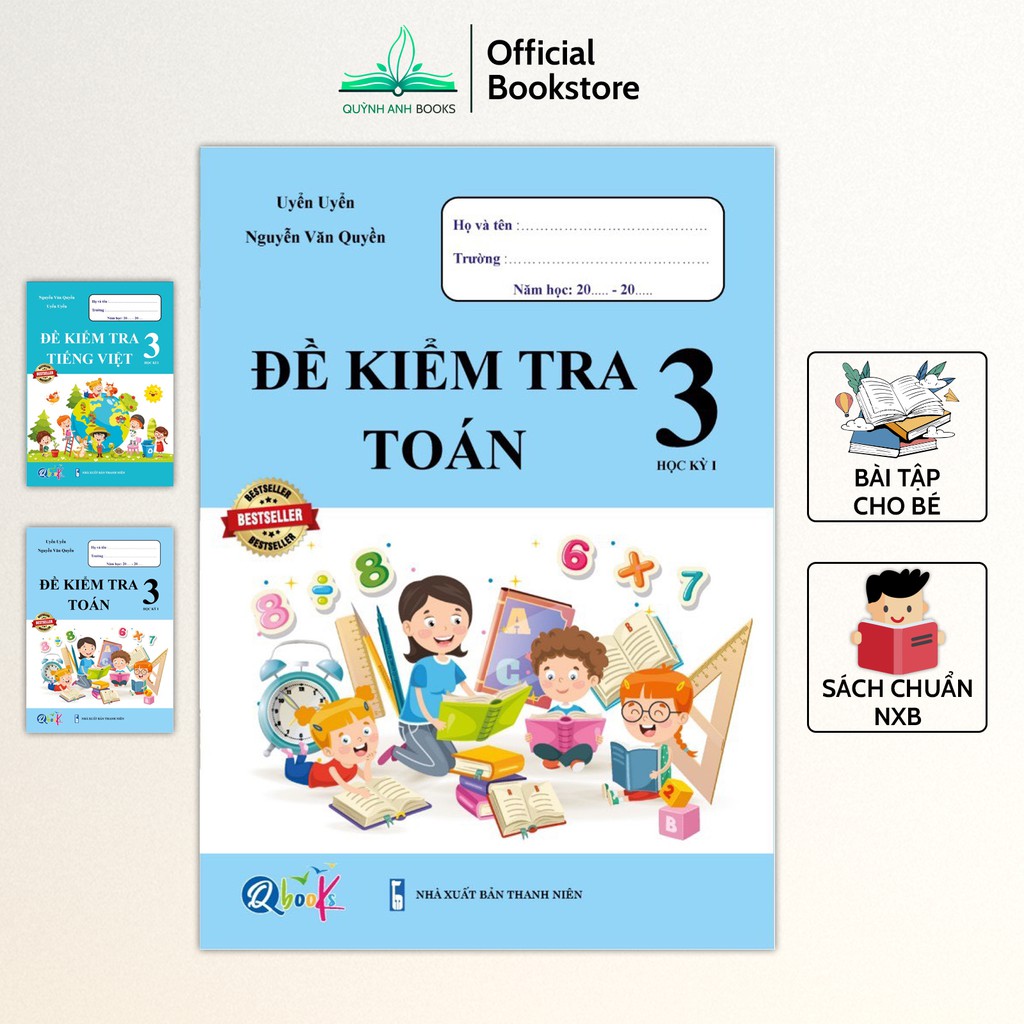 Sách - Combo Đề kiểm tra toán và tiếng việt lớp 3 học kỳ 1 - NPH Qbooks