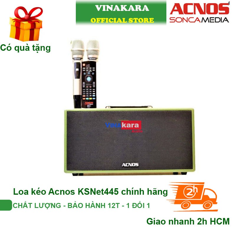 Loa kéo Acnos KSNet445, loa mini, 2 Micro UHF, tích hợp đàu 4K, giọng nói + tặng kèm giá để điện thoại