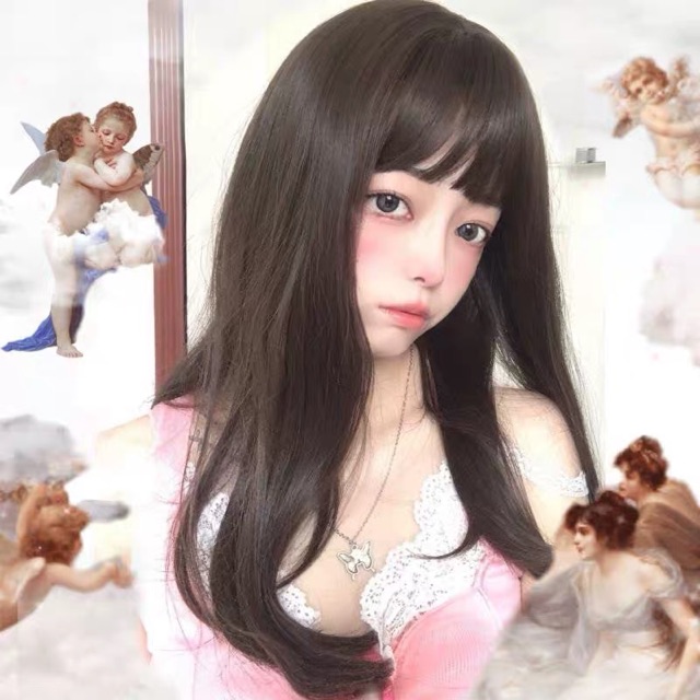 &lt;Ảnh Thật&gt; Tóc giả cúp lửng mái thưa dễ thương ms1799
