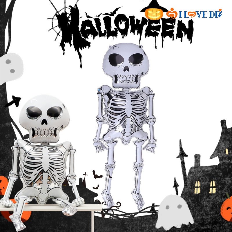 Bong Bóng Họa Tiết Bộ Xương Nhảy Múa Trang Trí Halloween Kích Thước 86x165cm
