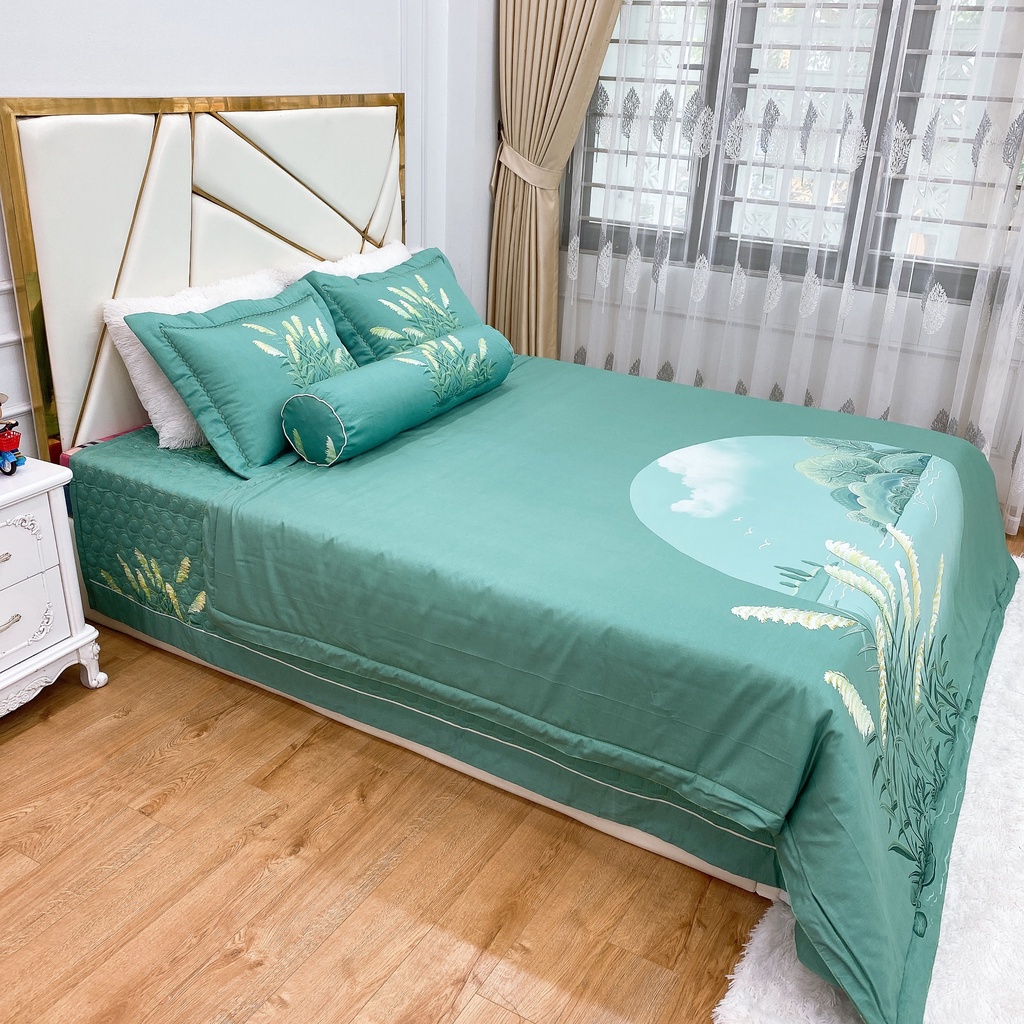 Chăn Ga Cotton Hàn Quốc , Chăn Hè Khách Sạn Sét 5 Món Đủ Size