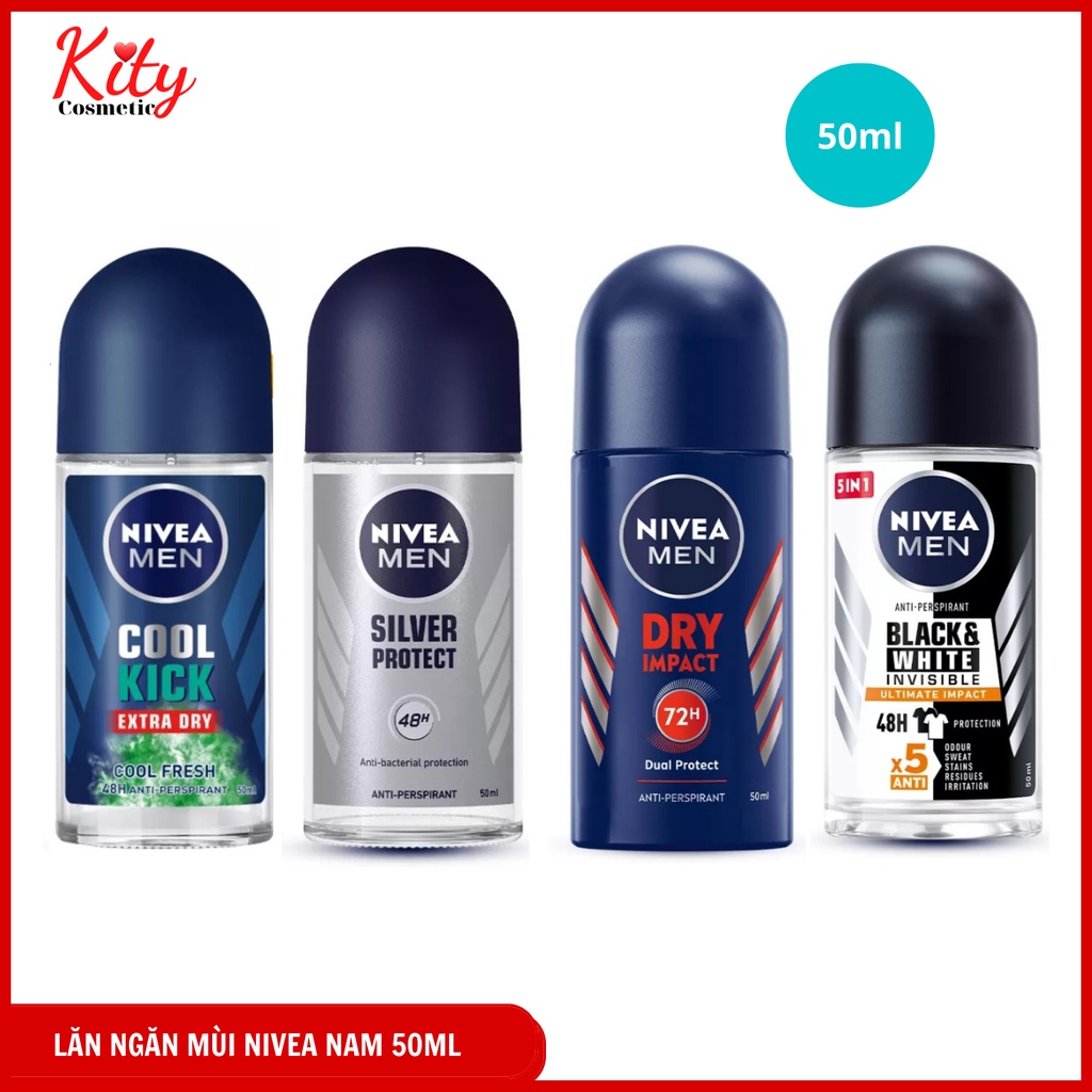 Lăn ngăn mùi NIVEA Men 50ml ngăn mùi cơ thể, ngăn vệt ố vàng- chuẩn hàng công ty