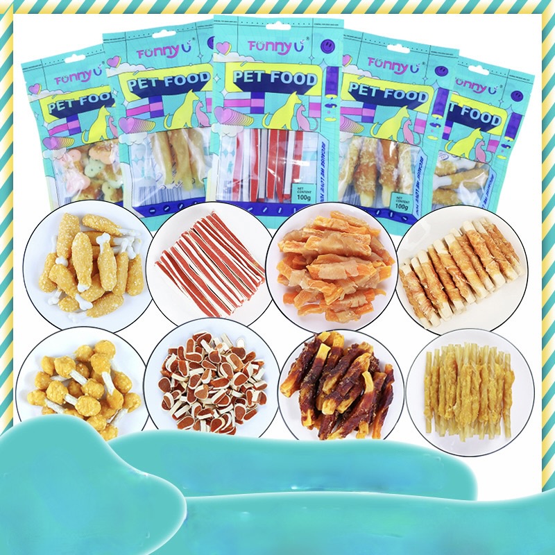 BÁNH THƯỞNG ĂN VẶT CHO CHÓ PET FOOD GÓI 100G NHIỀU HƯƠNG VỊ