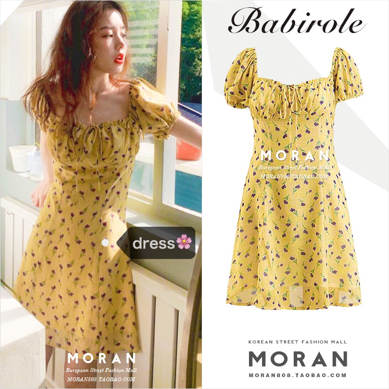 (Sẵn L) Váy MORAN hoa tulip cổ vuông Dress sexy (ORDER)- có ảnh thật