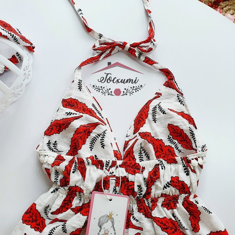 Body yếm lá đỏ ren bi xinh yêu - Tocxumi