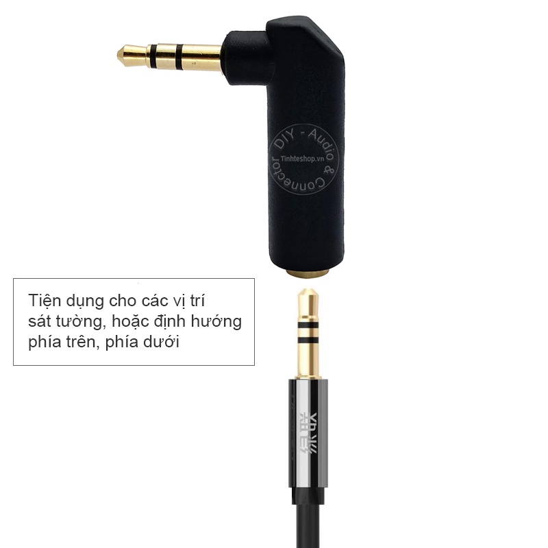 Đầu đổi âm thanh audio 3.5mm stereo đực sang 3.5mm cái vuông bẻ góc 1 chiếc