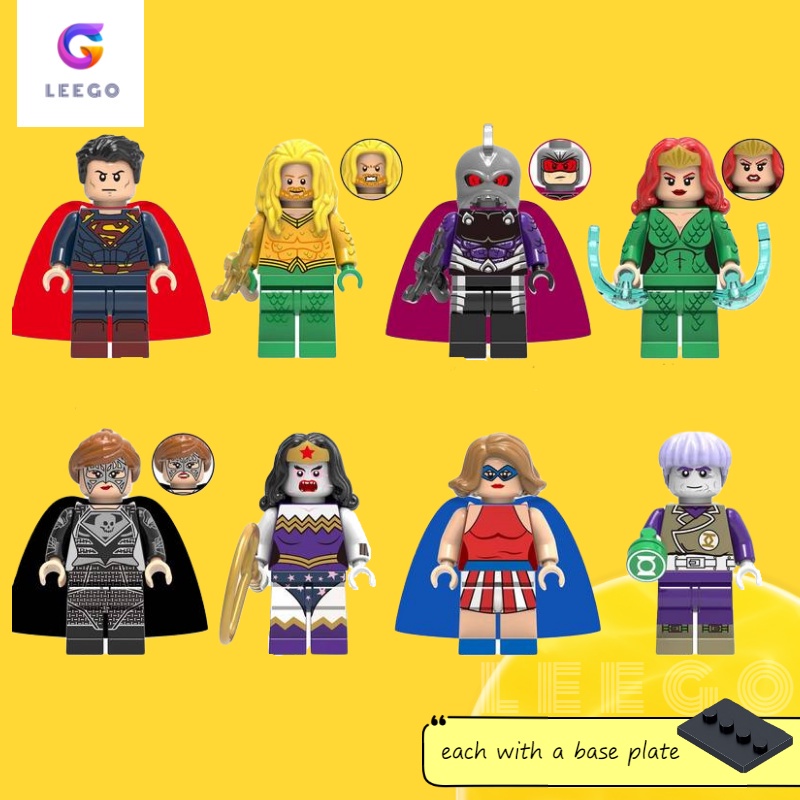 Mô Hình Lego minifiguras Jaguete Superman Aquaman Ocean Master Mera Reign Bizarra Miss America Bizarre