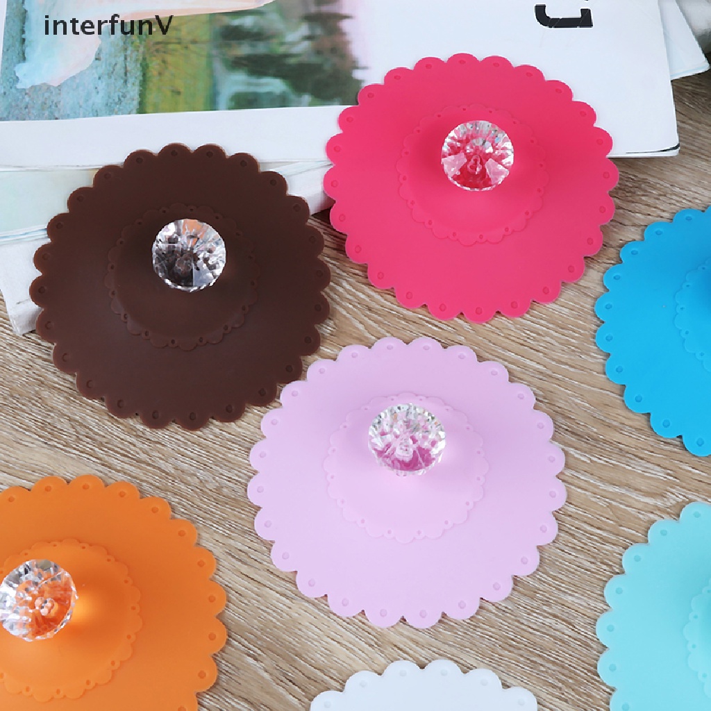 1 Nắp Đậy Cốc Cà Phê Bằng Silicone Đính Kim Cương Chống Bụi