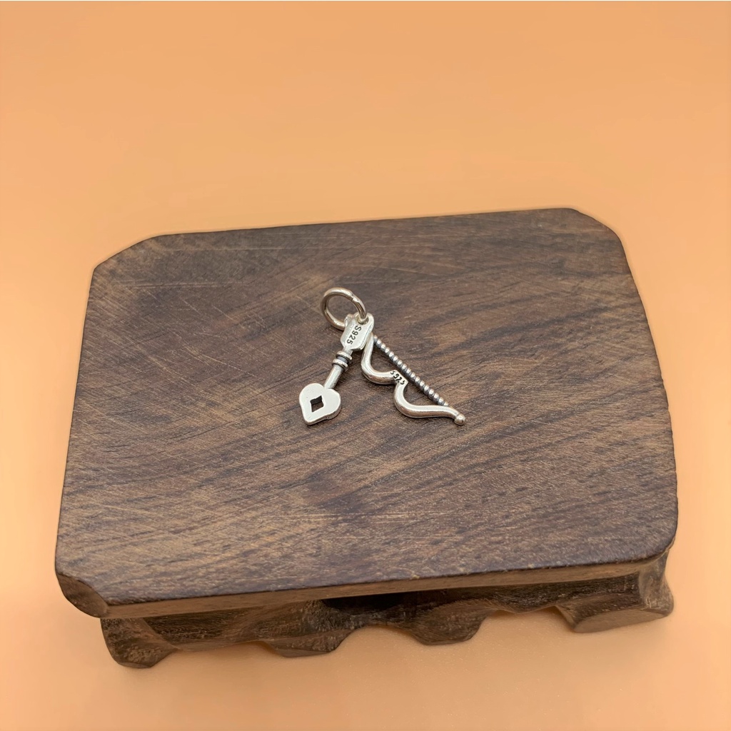 Charm móc treo cung tên và mũi tên bạc thái - Charm bạc 925 - Mã CA490 CB745