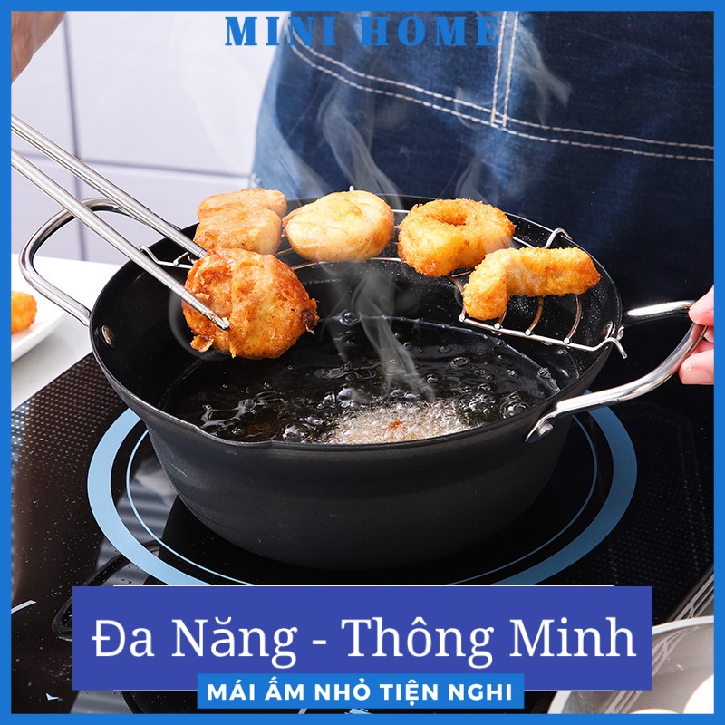 Chảo Chống Dính Sâu Lòng 2 Quai Cao Cấp (Tặng Kèm Vỉ Gác Chảo)