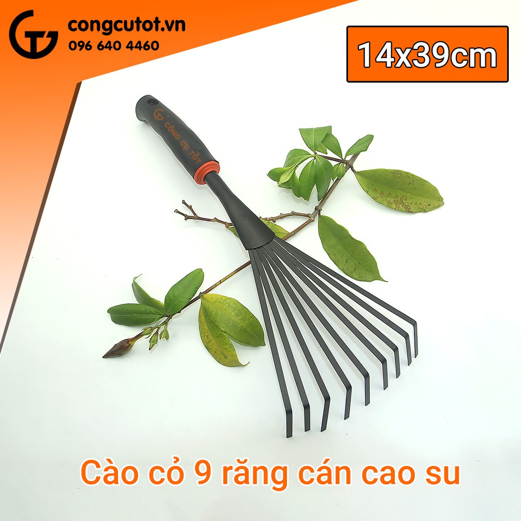 Cào cỏ 9 răng cán cao su 14x39cm