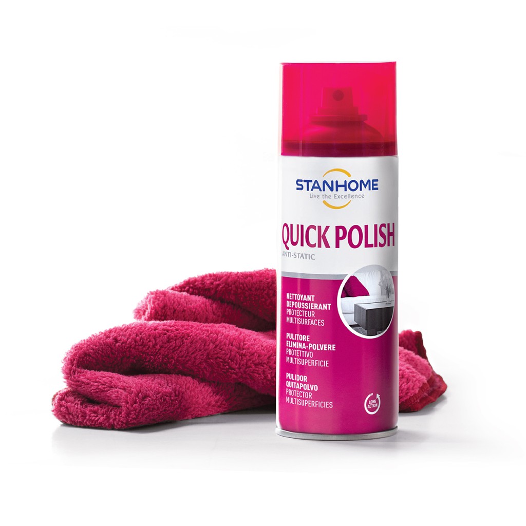 Xịt làm sạch, sáng bóng bề mặt gỗ &amp; bề mặt hiện đại Stanhome quick polish 400ML- hạn 09/2023