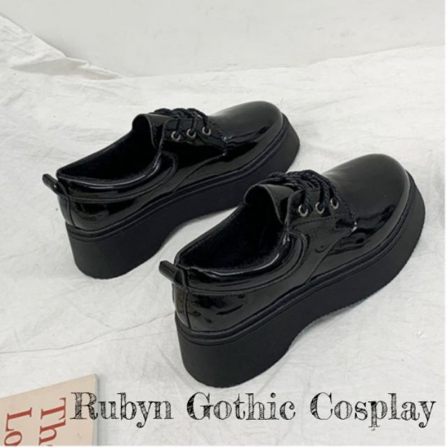 [CÓ SẴN]  Giày Oxford Cosplay Vintage Đế Cao 5,5cm ( da PU Bóng 35-39 )  (Tài khoản Shopee duy nhất: gothic.cosplay )