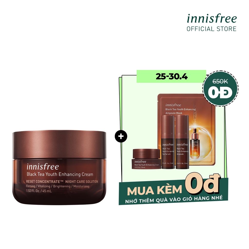 Kem dưỡng phục hồi da và chống lão hóa trà đen innisfree Black Tea Youth Enhancing Cream 45ml