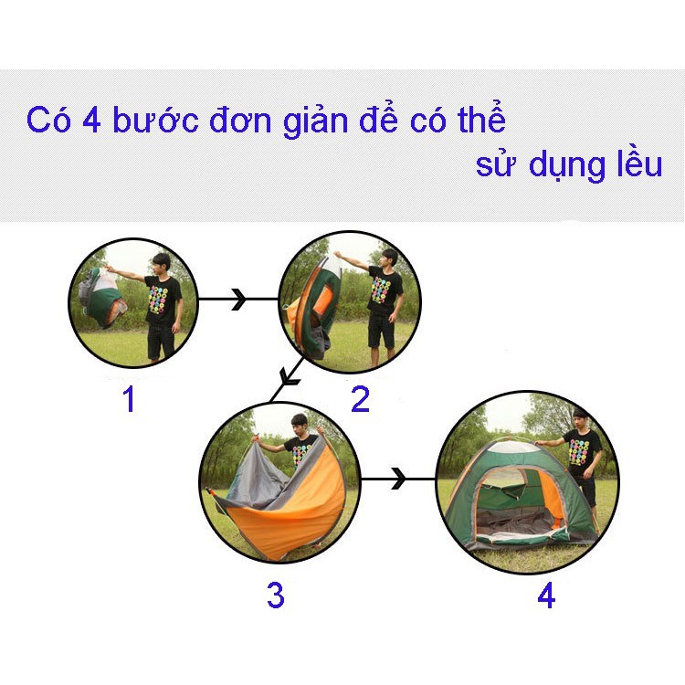 Lều cắm trại tự bung loai 2 -3 người chống nước chống tia tử ngoại