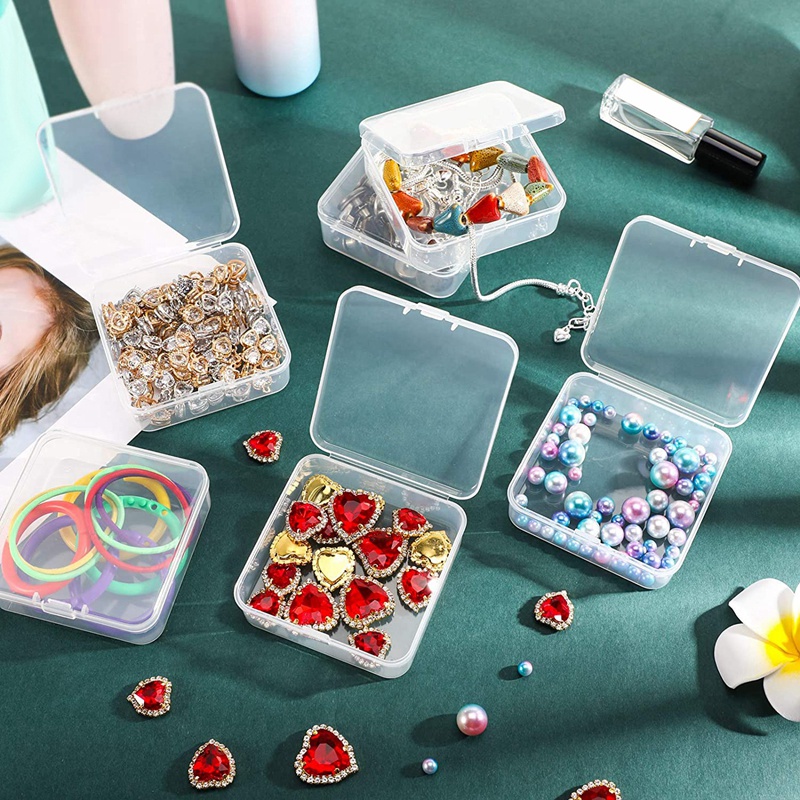Set 6 Hộp Nhựa Mini Trong Suốt Đựng Trang Sức Hạt Làm Thủ Công