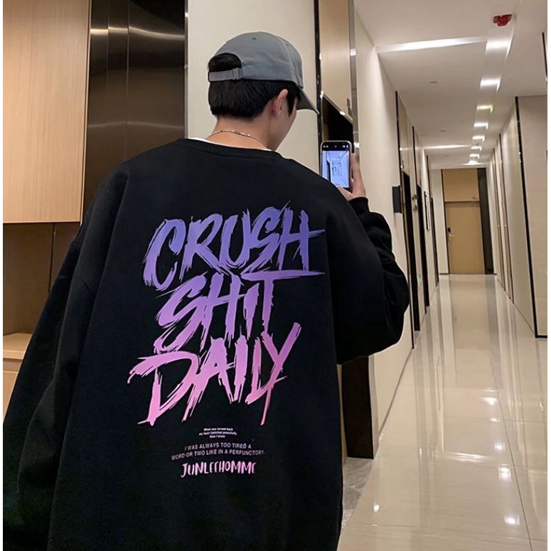 Áo Sweater Thể Thao Tròng Đầu Cổ Tròn Tay Dài Dáng Rộng In Chữ Tiếng Anh Graffiti 3 Màu Kiểu Hàn Quốc Thời Trang Cho Nam Và Nữ M-8XL