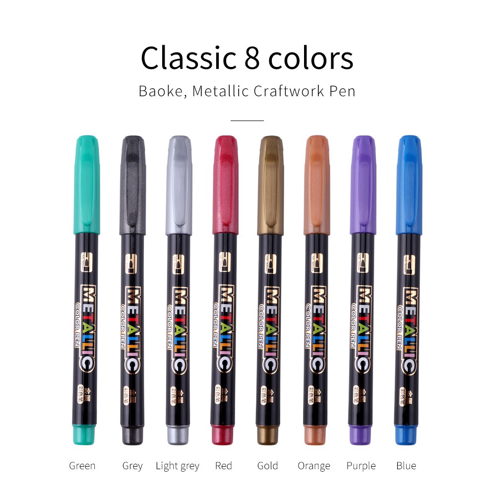 Hộp Bút Lông Nhũ Metallic 8 Màu - Color Pen BAOKE | MP570