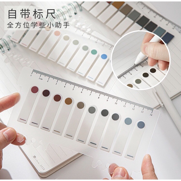Set 200 giấy note ghi chú đánh dấu sách Pura nhiều màu sắc morandi pastel tiện lợi văn phòng phẩm phong cách Hàn Quốc