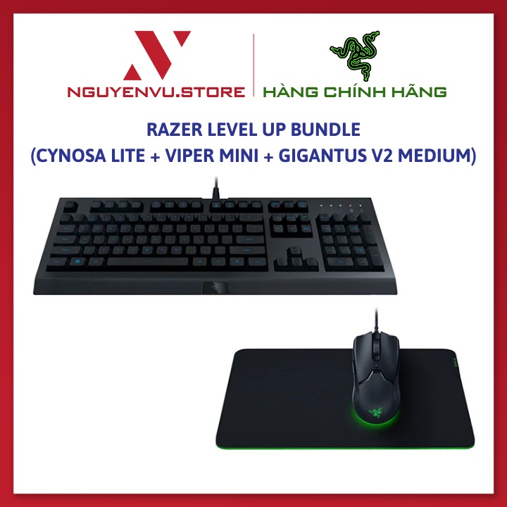 Combo Bàn Phím và Chuột Gaming Razer Level Up Bundle (Cynosa Lite + Viper Mini + Gigantus V2 Medium) - Hàng chính hãng