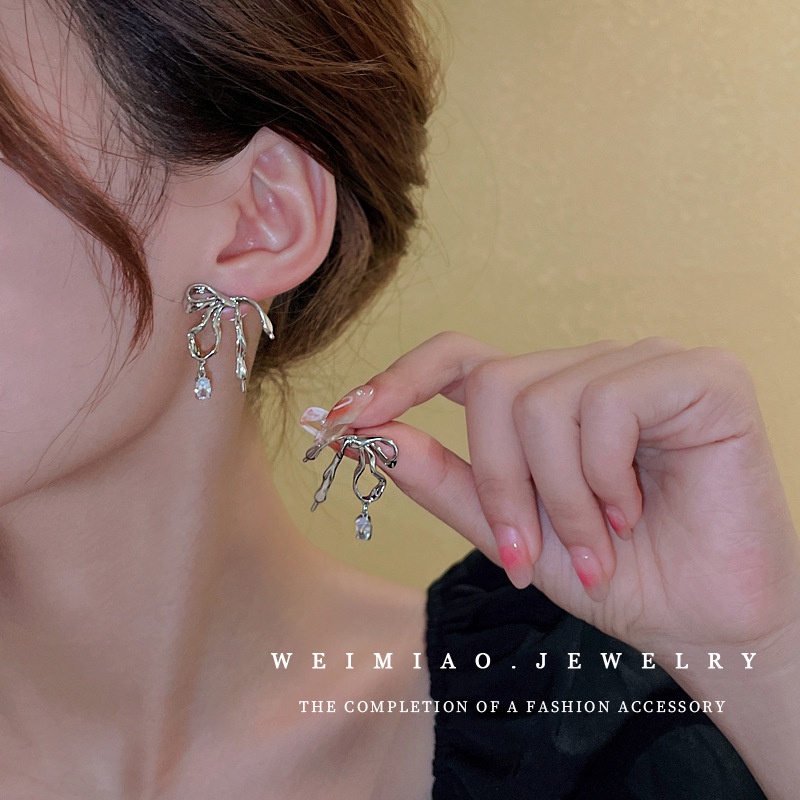 Bông Tai Hình Giọt Nước Bằng Kim Loại Đính Đá Zircon 2022