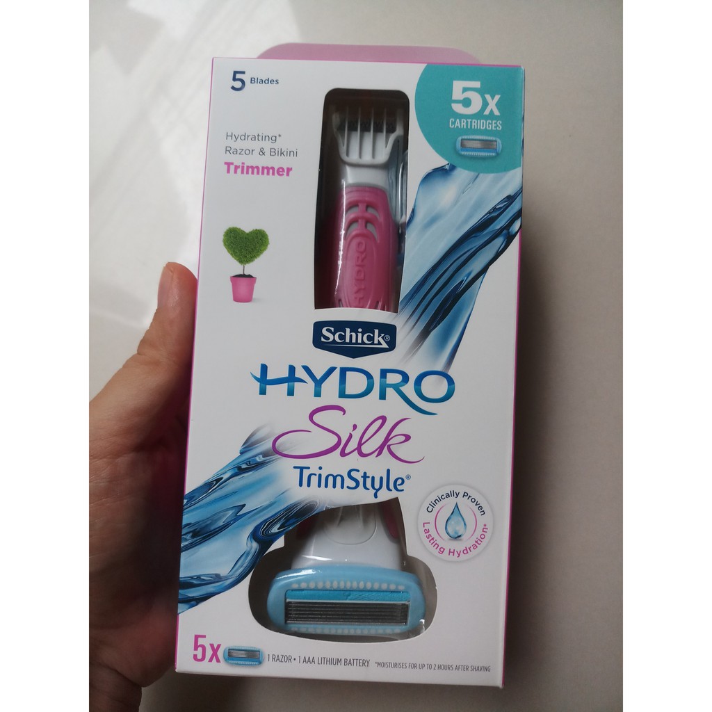 Dao cạo lông _ Bikini- cho nữ Schick Hydro Silk TrimStyle Hydrating Razor &amp; Bikini Trimmer ( gồm 1 cán 5 đầu thay thế)