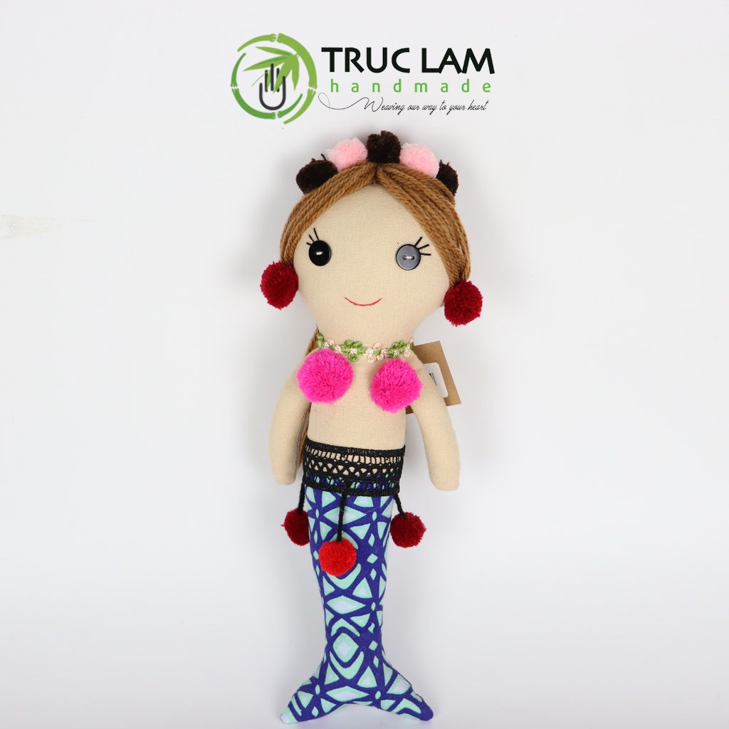 Đồ Chơi Cho Bé Thú Nhồi Bông Hình Nàng Tiên Cá Vải Hoa Bông Gòn Cao Cấp - Trúc Lâm Handmade
