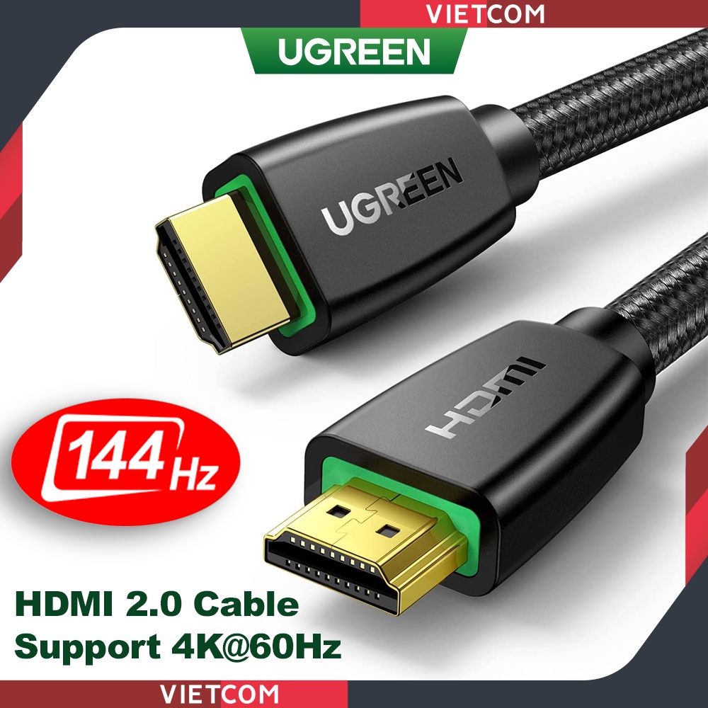 Cáp HDMI 2.0 Ugreen - Support 3D, 2K/144Hz, 4K/60Hz - Tích Hợp Ethernet