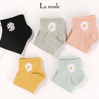 Tất Vớ Cổ Lửng Basic Hình Bông Hoa Cúc Khuyết Cánh - La mode