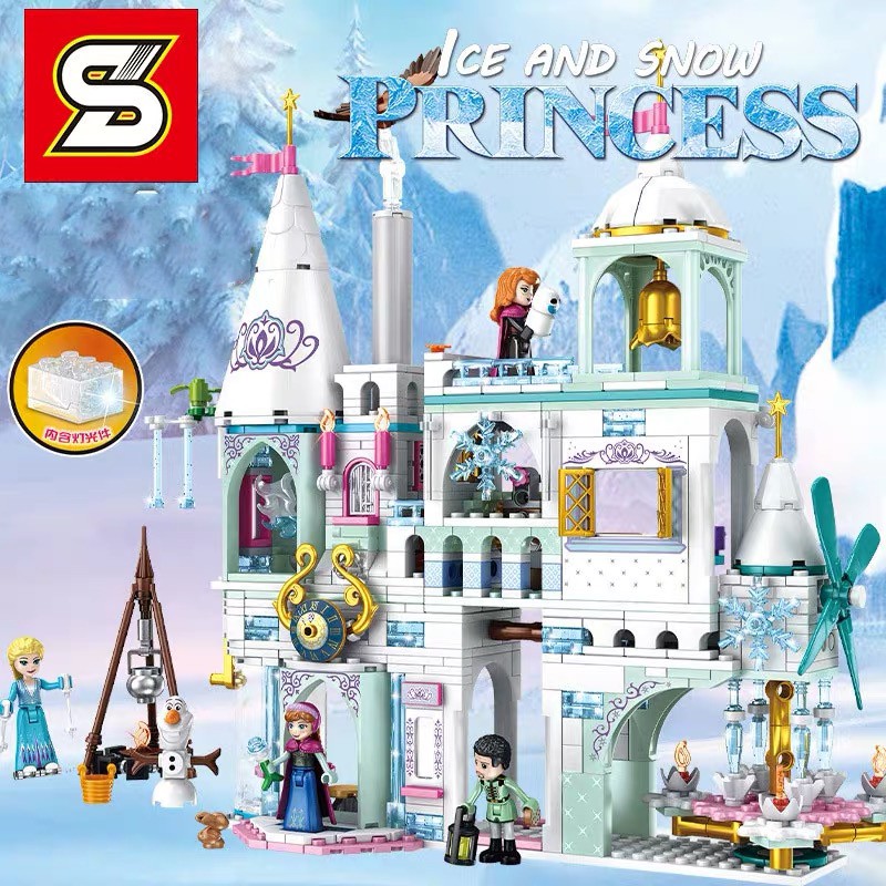 Xếp hình Lego Friends Lâu đài Tuyết Mẫu SY1428 Lego xếp hình cho bé gái Elsa băng giá công chúa lọ lem Frozen - Bộ 4 hộp