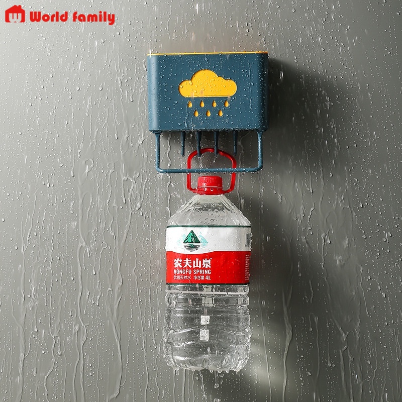 Kệ Đựng Muỗng Đũa Dán Tường kèm Móc Và Thanh Treo khăn thông minh